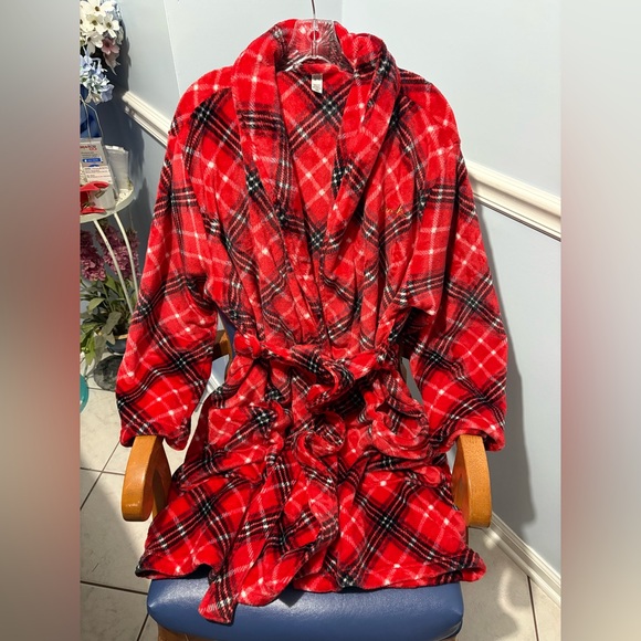 NWOT PINK Victoria’s Secret red plaid fluffy robe, Size XL/XXL - Picture 7 of 15